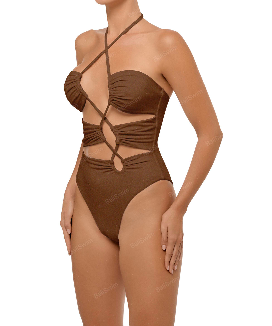 BSWS-S59 Bandeau Halter Asymmetrical Tunnel One Piece