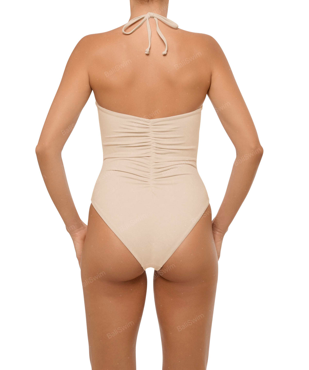 BSWS-S60 Plunge Neck Ruched Front One Piece