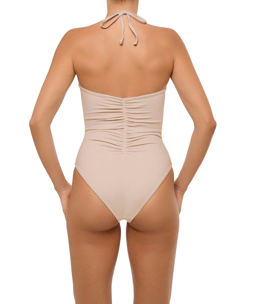 BSWS-S60 Plunge Neck Ruched Front One Piece