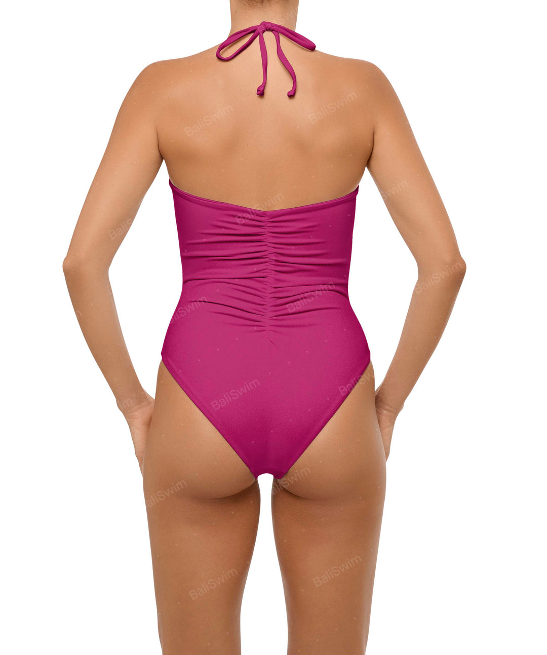 BSWS-S60 Plunge Neck Ruched Front One Piece