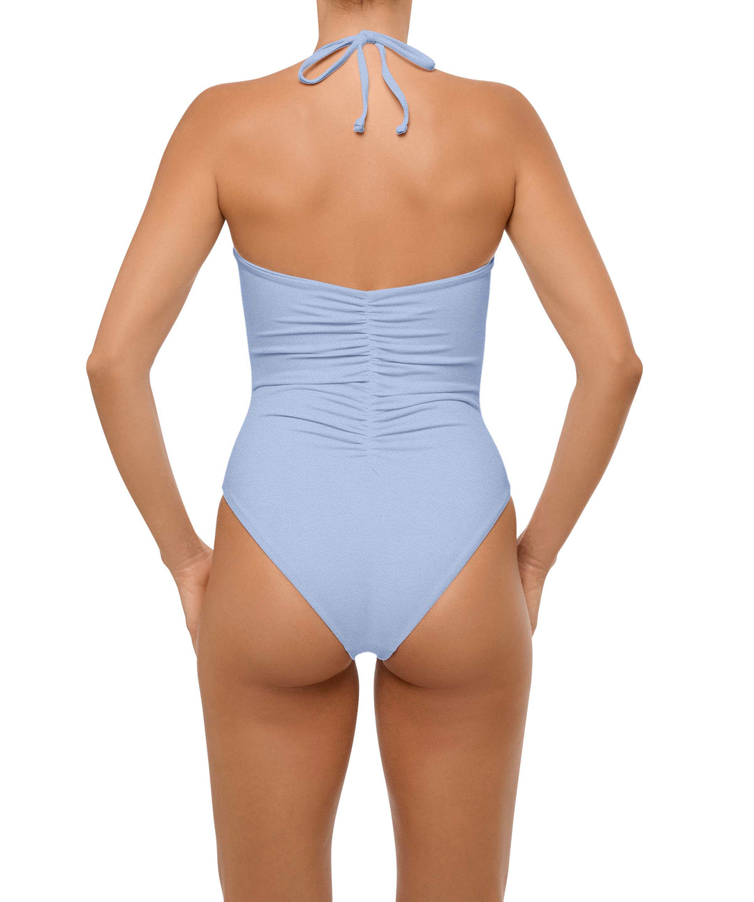 BSWS-S60 Plunge Neck Ruched Front One Piece