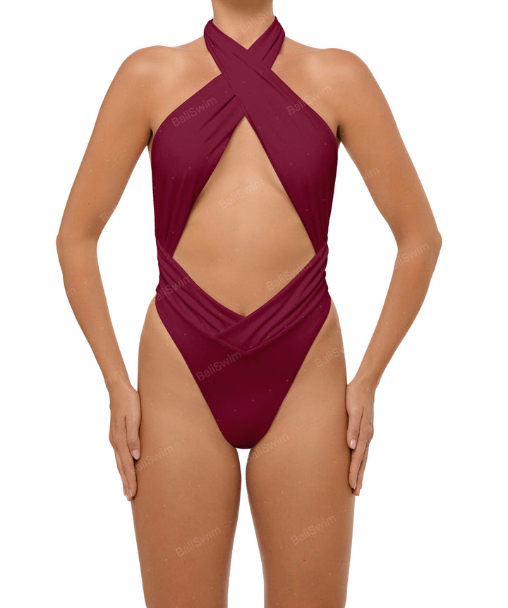 BSWS-S62 Halter Cutout Low Back One Piece