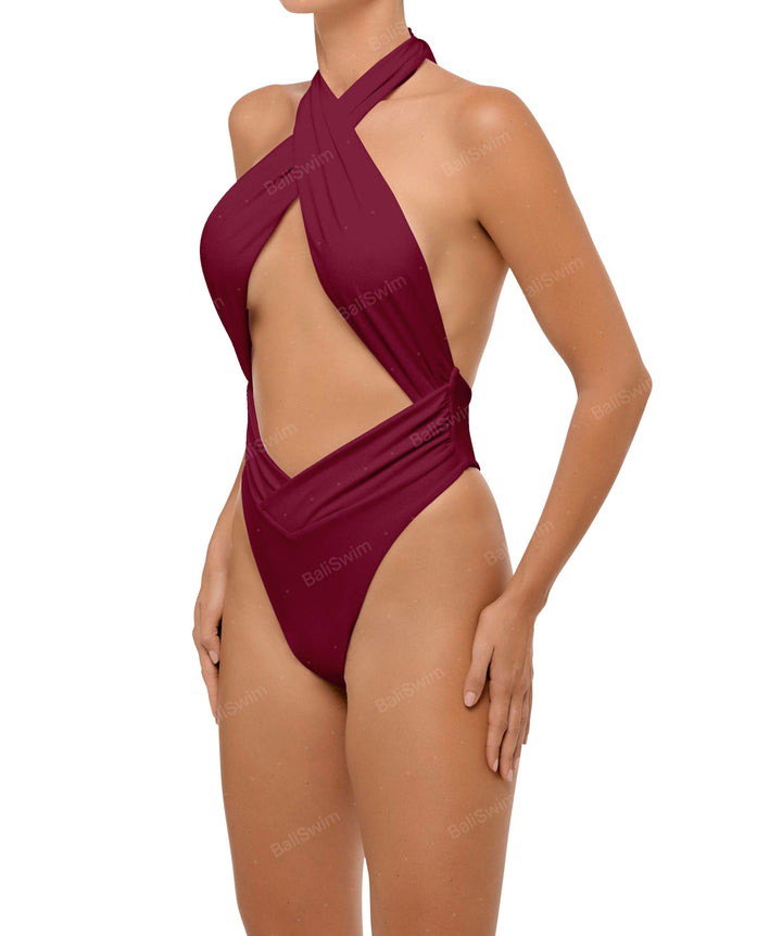 BSWS-S62 Halter Cutout Low Back One Piece