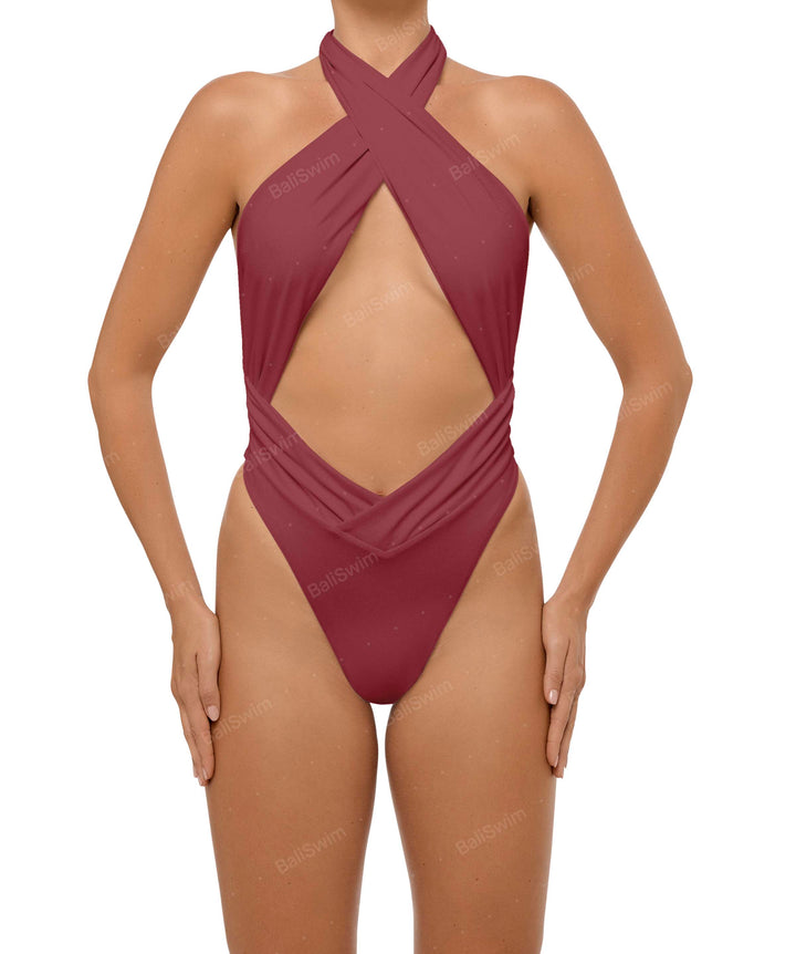 BSWS-S62 Halter Cutout Low Back One Piece