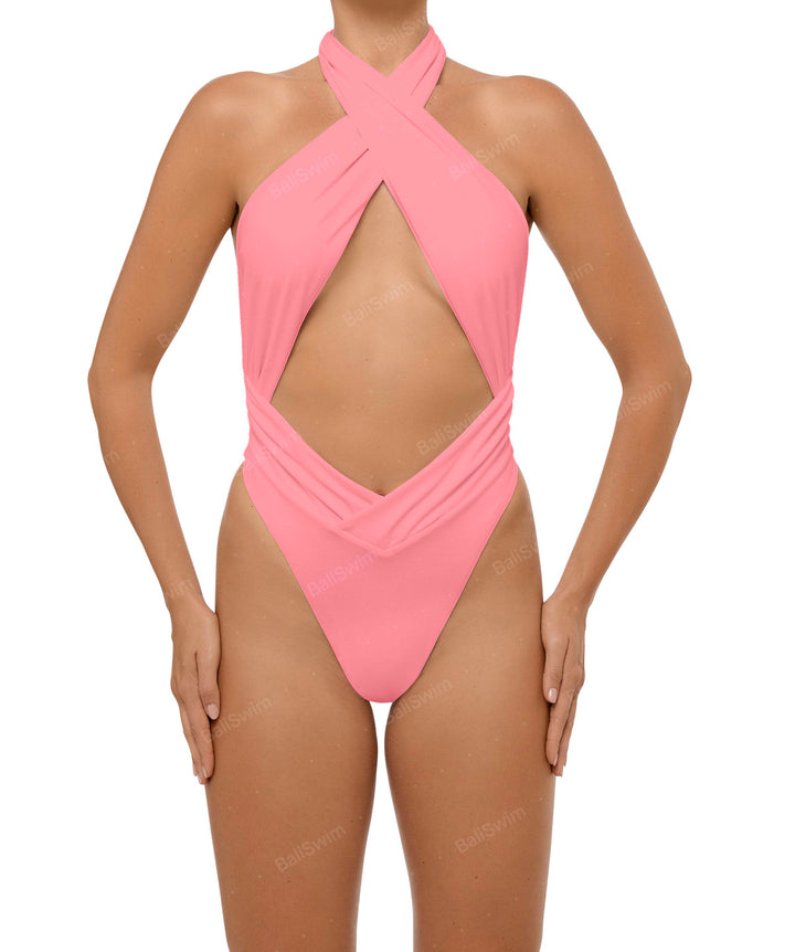 BSWS-S62 Halter Cutout Low Back One Piece