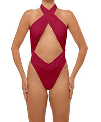 BSWS-S62 Halter Cutout Low Back One Piece