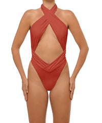 BSWS-S62 Halter Cutout Low Back One Piece