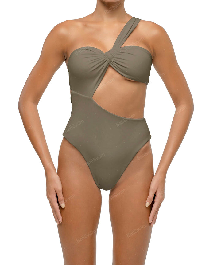 BSWS-S68 Asymmetrical Bandeau Side Cutout One Piece