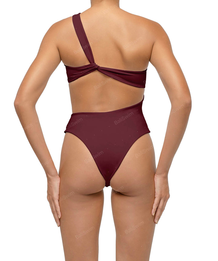 BSWS-S68 Asymmetrical Bandeau Side Cutout One Piece
