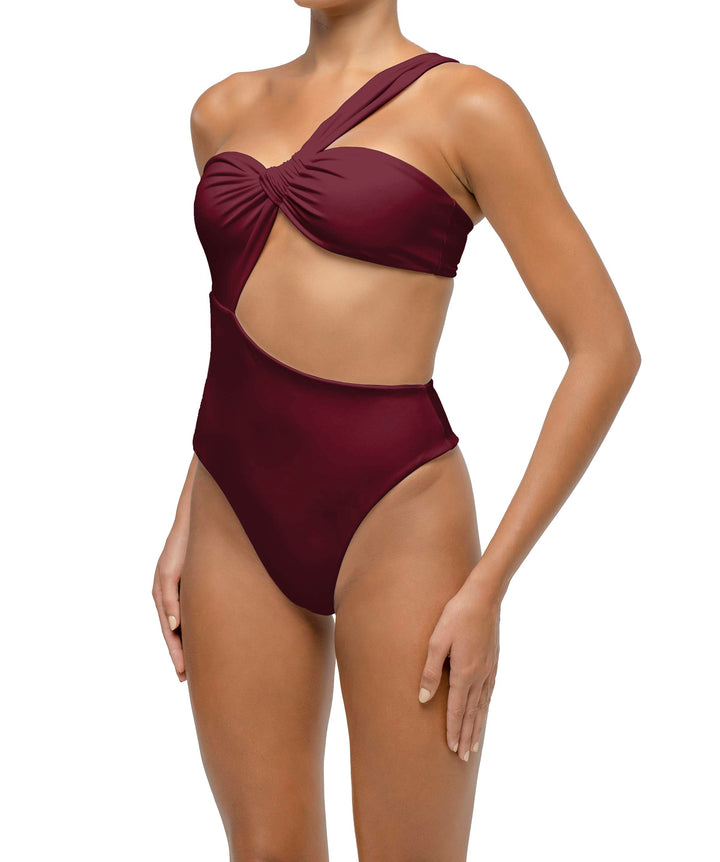 BSWS-S68 Asymmetrical Bandeau Side Cutout One Piece