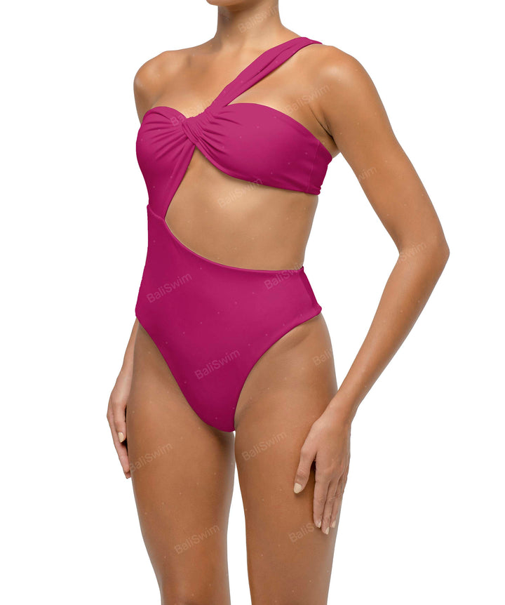 BSWS-S68 Asymmetrical Bandeau Side Cutout One Piece