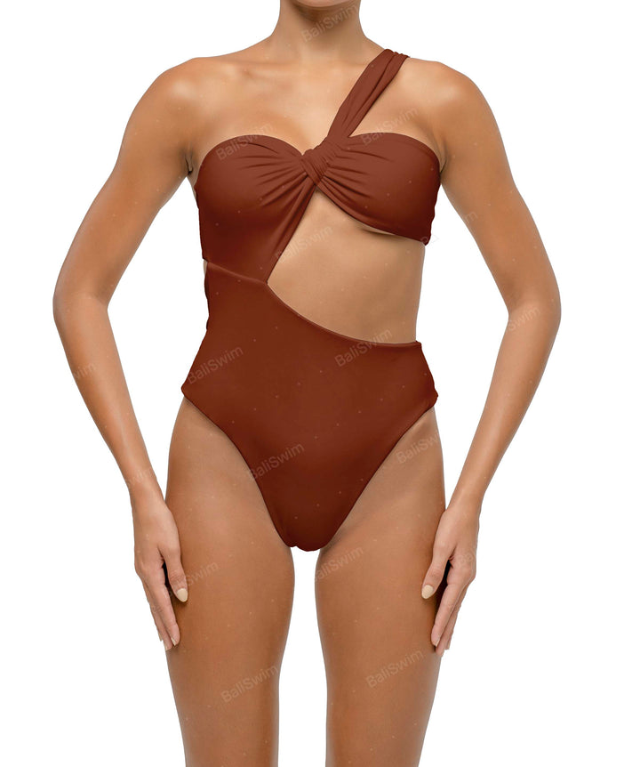 BSWS-S68 Asymmetrical Bandeau Side Cutout One Piece