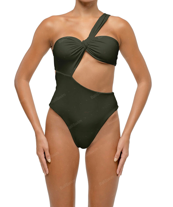 BSWS-S68 Asymmetrical Bandeau Side Cutout One Piece