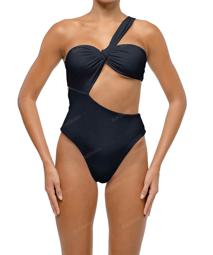 BSWS-S68 Asymmetrical Bandeau Side Cutout One Piece