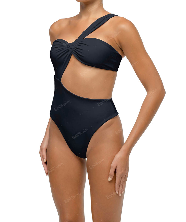 BSWS-S68 Asymmetrical Bandeau Side Cutout One Piece