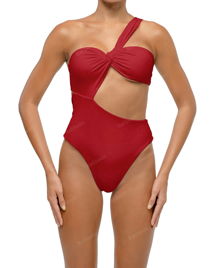 BSWS-S68 Asymmetrical Bandeau Side Cutout One Piece