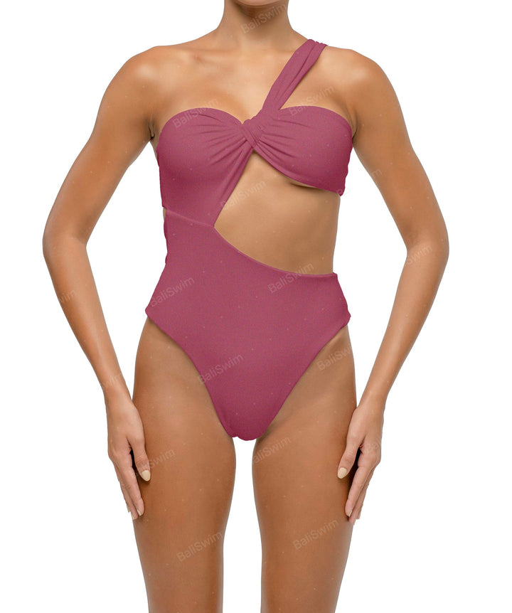 BSWS-S68 Asymmetrical Bandeau Side Cutout One Piece