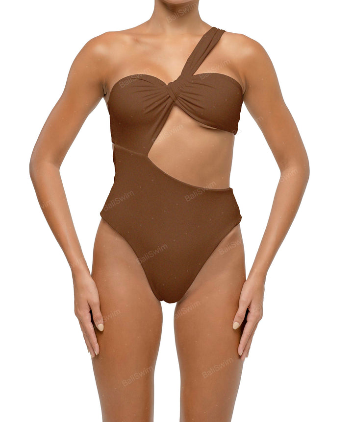 BSWS-S68 Asymmetrical Bandeau Side Cutout One Piece