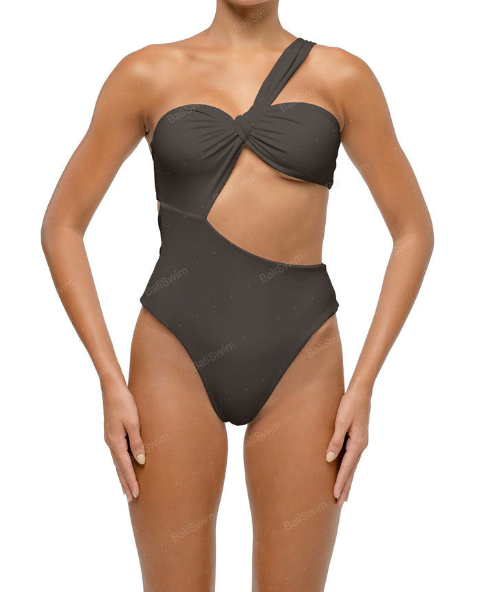 BSWS-S68 Asymmetrical Bandeau Side Cutout One Piece
