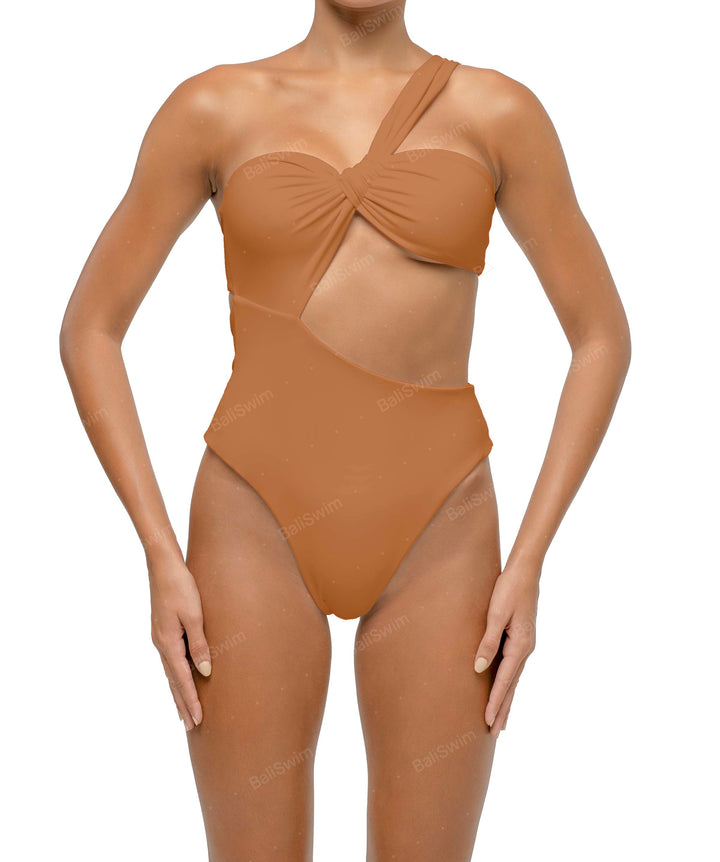 BSWS-S68 Asymmetrical Bandeau Side Cutout One Piece
