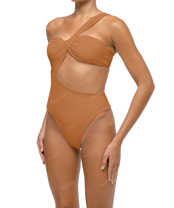 BSWS-S68 Asymmetrical Bandeau Side Cutout One Piece