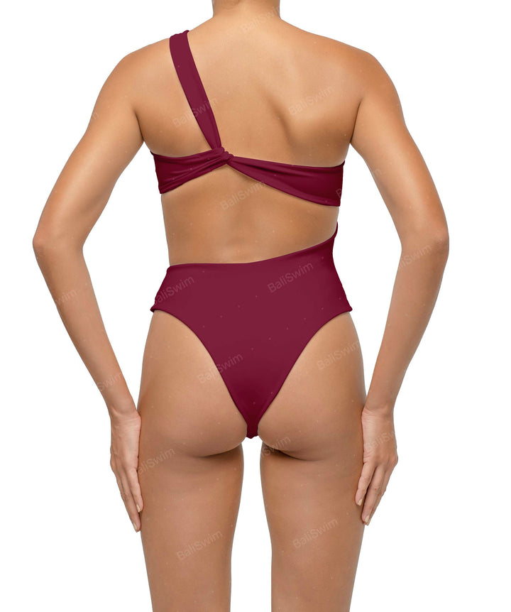 BSWS-S68 Asymmetrical Bandeau Side Cutout One Piece