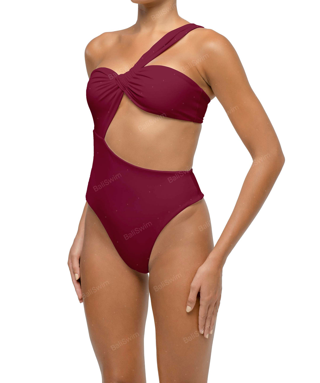 BSWS-S68 Asymmetrical Bandeau Side Cutout One Piece