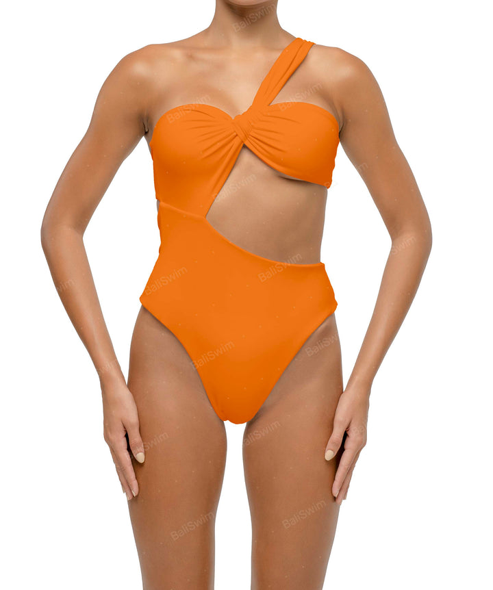 BSWS-S68 Asymmetrical Bandeau Side Cutout One Piece