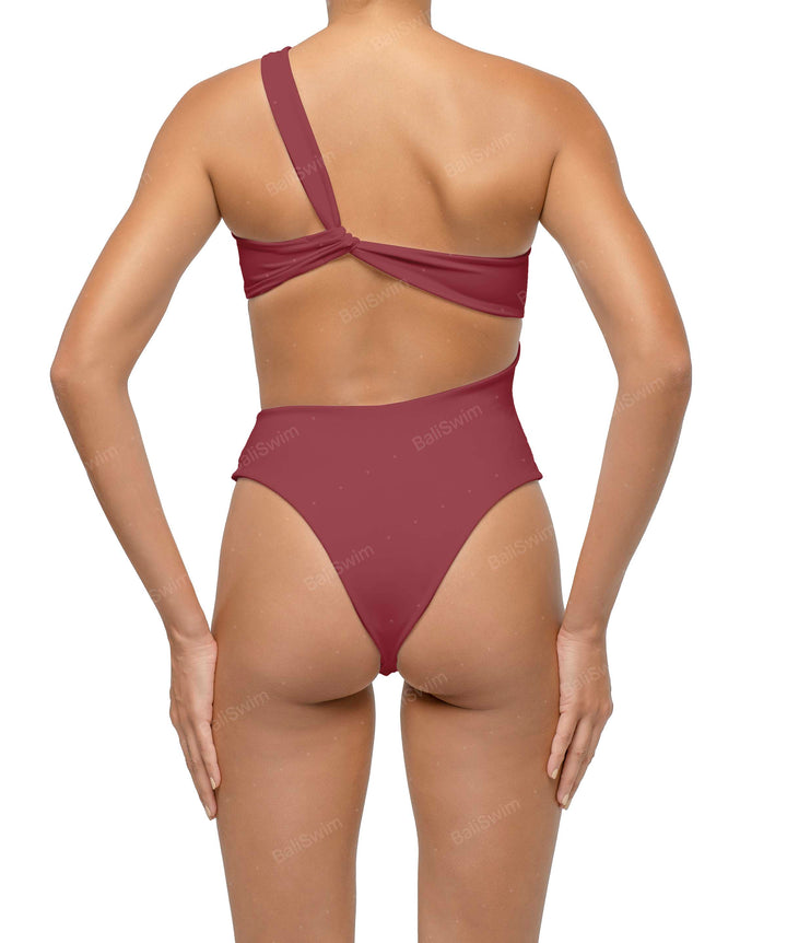 BSWS-S68 Asymmetrical Bandeau Side Cutout One Piece