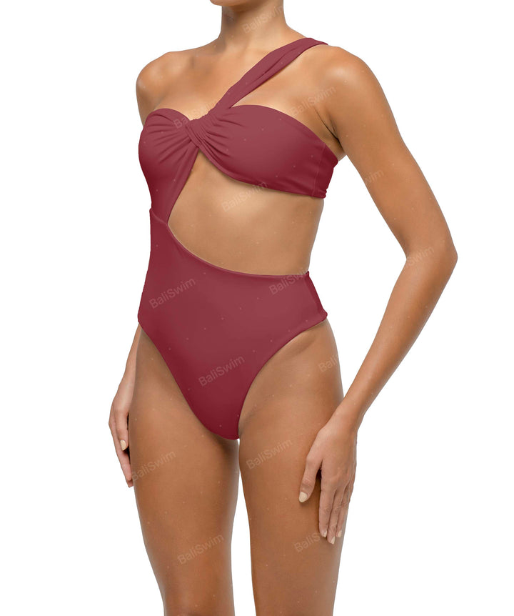 BSWS-S68 Asymmetrical Bandeau Side Cutout One Piece
