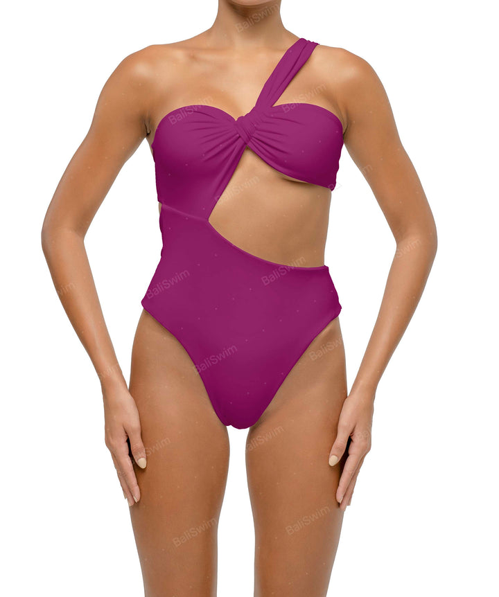 BSWS-S68 Asymmetrical Bandeau Side Cutout One Piece