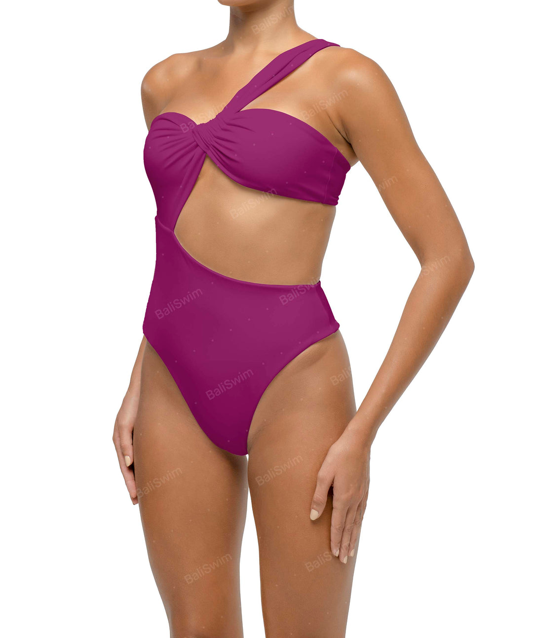 BSWS-S68 Asymmetrical Bandeau Side Cutout One Piece