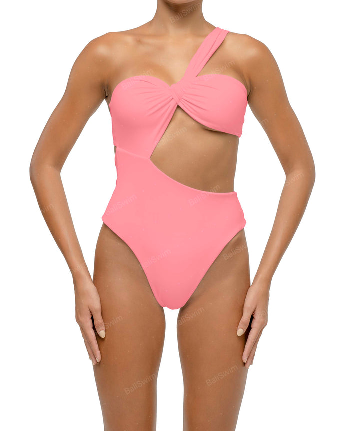 BSWS-S68 Asymmetrical Bandeau Side Cutout One Piece