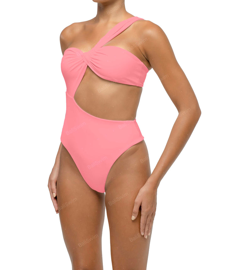 BSWS-S68 Asymmetrical Bandeau Side Cutout One Piece