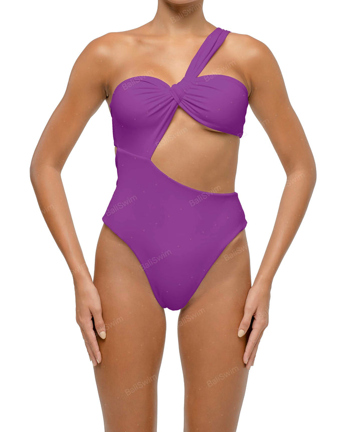 BSWS-S68 Asymmetrical Bandeau Side Cutout One Piece