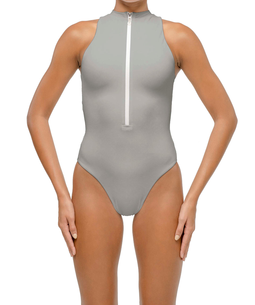 BSWS-S70 Plunge Neck Zipper Front One Piece