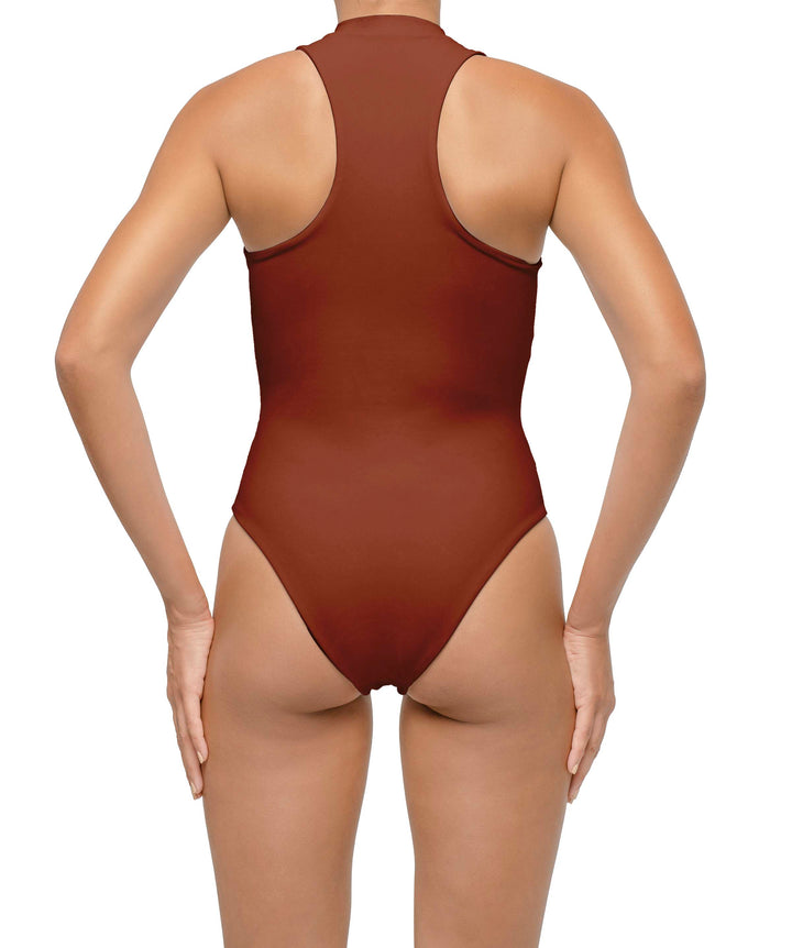 BSWS-S70 Plunge Neck Zipper Front One Piece