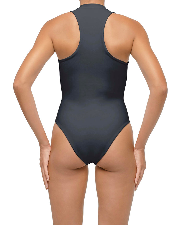BSWS-S70 Plunge Neck Zipper Front One Piece