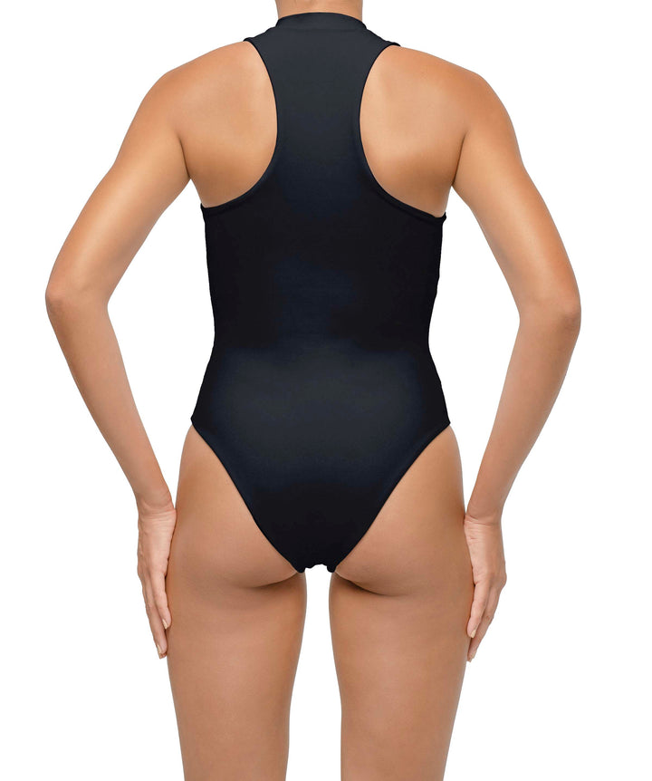 BSWS-S70 Plunge Neck Zipper Front One Piece