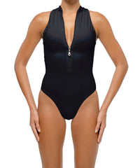 BSWS-S70 Plunge Neck Zipper Front One Piece