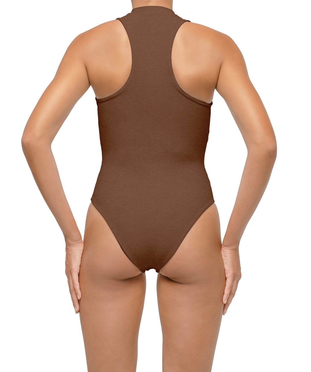 BSWS-S70 Plunge Neck Zipper Front One Piece