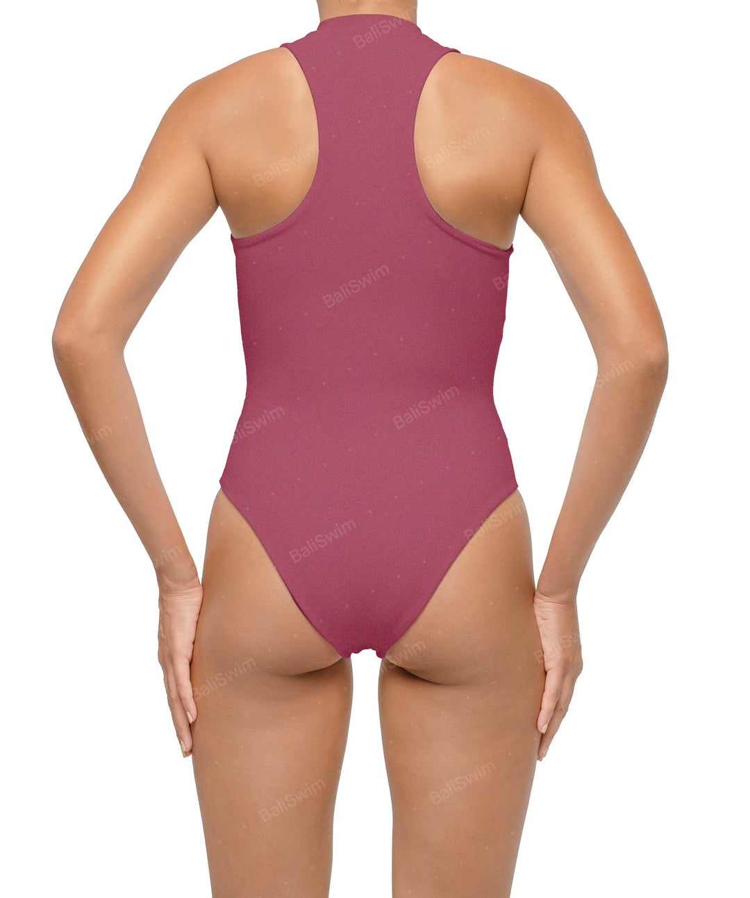 BSWS-S70 Plunge Neck Zipper Front One Piece