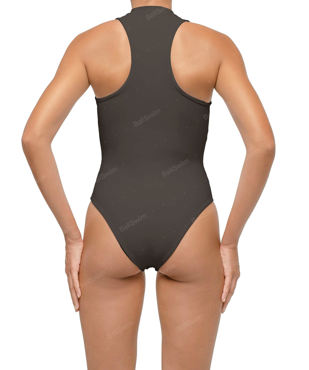 BSWS-S70 Plunge Neck Zipper Front One Piece