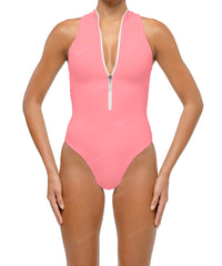 BSWS-S70 Plunge Neck Zipper Front One Piece