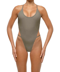 BSWS-S74 Binded Neckline Side Cutout One Piece