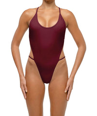 BSWS-S74 Binded Neckline Side Cutout One Piece