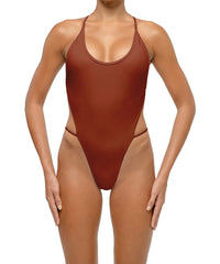 BSWS-S74 Binded Neckline Side Cutout One Piece