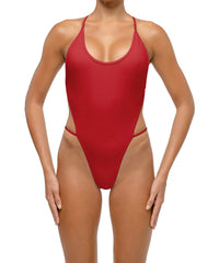 BSWS-S74 Binded Neckline Side Cutout One Piece