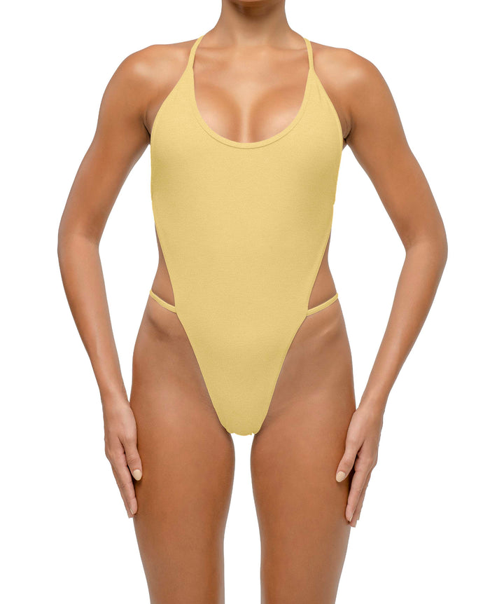 BSWS-S74 Binded Neckline Side Cutout One Piece