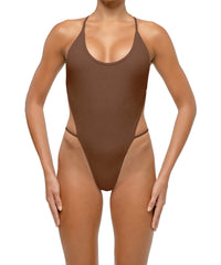 BSWS-S74 Binded Neckline Side Cutout One Piece